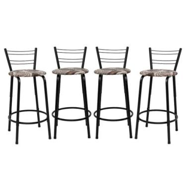 Imagem de Kit 4 Cadeiras 60cm Para Balcão Flórida Preta Bistrô Bar Cozinha Gourm