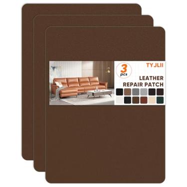 Imagem de Patch de reparo de couro de 21 cm x 28 cm, fita autoadesiva, kit de reparo de couro para móveis, assentos de carro, sofás, armários, bolsas (Cáqui escuro)