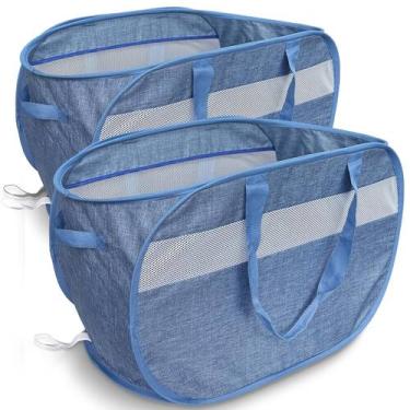 Imagem de Cestos de roupa suja NairSnow 100L Mesh Pop Up com alças, pacote com 2