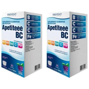 Imagem de Kit 2 Apetiteee Bc Uva 240 Ml Vitamina C+ B1 B2 B6 Prevent Pharma
