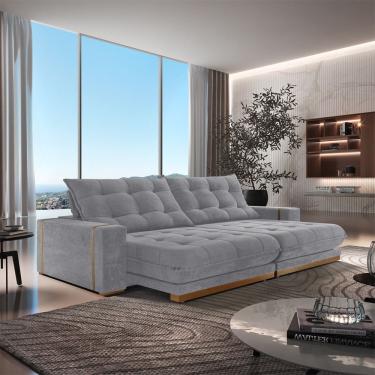 Imagem de Sofá Retrátil Guaxupé 2,50m 04 Lugares Mola Ensacada Txr Prata