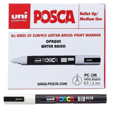 Imagem de Caneta Posca PC-3M UniBall 6 Unidades, Branco