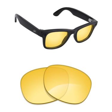 Imagem de Alphax Lentes de reposição Tracer Yellow não polarizadas para óculos de sol Ray-Ban Clubmaster RB4416 53 mm