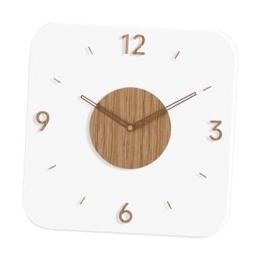 Imagem de KiBcsLic Relógio de parede de madeira acrílico com movimento silencioso, presente de 12 polegadas, decoração para casa, relógio decorativo de parede para, Quadrado