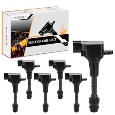 Imagem de Conjunto de 6 bobinas de ignição UF349 - Compatível com Infiniti I35 QX4, Nissan Altima Frontier Maxima Murano NV1500 NV2500 NV3500 Pathfinder Pathfinder Xterra, Equator 3.5L 4.0L V6 - Substitui OEM