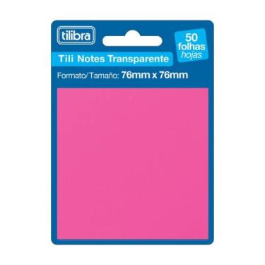 Imagem de Bloco Adesivo Tilibra Tili Notes Transparente Rosa 76x76mm 50 Fls