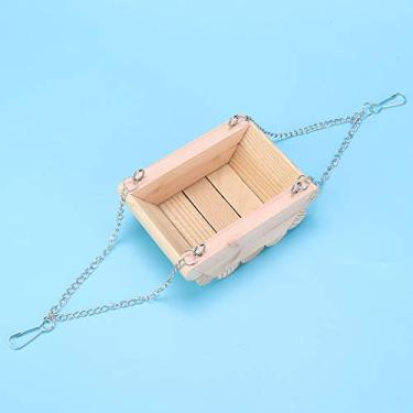 Imagem de Yctze Brinquedo de Barco Pendurado de Madeira para Animais de Estimação Pequeno para Hamsters | Acessório de Gaiola Ecológico Com Corrente | Ninho e Balanço Divertido e Envolvente para Hamster