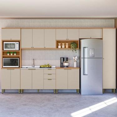 Imagem de Cozinha Modulada 7 Peças sem Pia Em MDF Selene Linea Brasil, Jequitiba