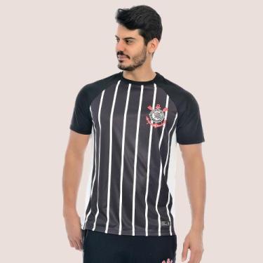 Imagem de Camiseta Masculina Corinthians Listrada Oficial, Preto, P