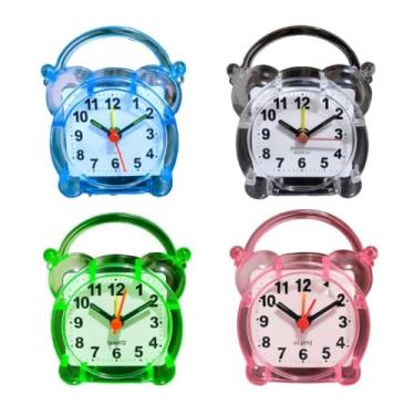 Imagem de Relógio de Mesa Despertador Analógico Quartz Alarme de Cabeceira Despertador de Mesa para Quarto e Escritório | Relógio com Alarme Ajustável e Design Moderno (Kit 4 relógios B)