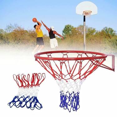 Imagem de Rede de basquete de reposição profissional rede de nylon resistente para todos os climas anti-chicote adequada para cesta de basquete padrão ao ar livre