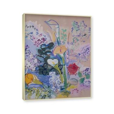 Imagem de NHLDZYH Moldura champanhe. Folhas impressionistas, (ramo de aros) de Raoul Dufy, reprodução de quadros, quadros de pinturas famosas, imagem murais quartos. 60x80cm