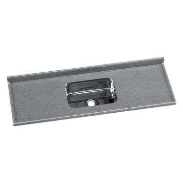 Imagem de Pia De Cozinha Mármore Sintético 150x55cm Com Cuba Aço Inox Multimóvei