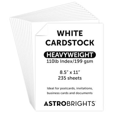 Imagem de Cartolina branca Astrobrights premium, 21,6 x 28 cm, índice de 50 kg, brilho 94, 235 folhas - cartolina branca Astro pesada para convites, cartões de visita, artesanato e impressão