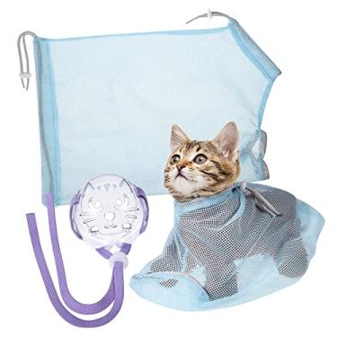 Imagem de VANZACK Saco de banho para gatos Saco de lavagem de gatinhos Saco de rede de chuveiro para gatos Saco de banho Saco de banho Saco de estilingue para gatos Saco de imobilização de gatos Saco de banho