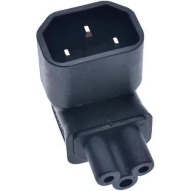 Imagem de Adaptador de plugue conversor C14 para C5, plugue macho de 3 pinos IEC320 C14 para C5 com ângulo de 90 graus, adaptador de tomada de alimentação fêmea de 3 pinos (C14 para C5)