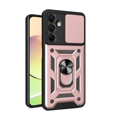 Imagem de RKINC Capa para Samsung Galaxy A16 5G com capa deslizante para câmera e anel giratório com suporte de grau militar à prova de choque com suporte magnético para carro, ouro rosa