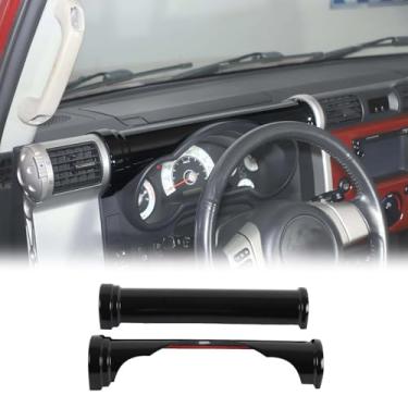Imagem de Fgtagtal Capa de acabamento do painel central do painel compatível com Toyota FJ Cruiser 2007-2021 ABS painel de mostrador cilíndrico acessórios de moldura de acabamento cilíndrico, 2 peças (preto
