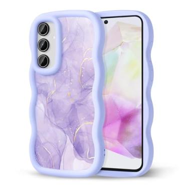Imagem de CASBST Capa de telefone compatível com Galaxy A35 5G para mulheres e meninas, moldura ondulada encaracolada com estampa fofa, capa de telefone à prova de choque de silicone macio e estética para