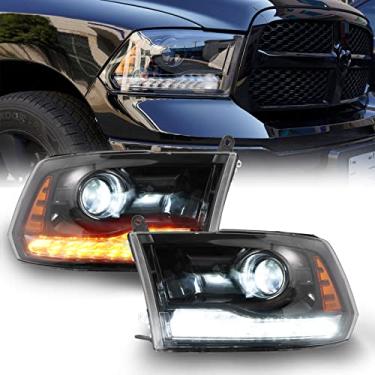 Imagem de HAKA TOUGH Conjunto de farol de LED para Dodge Ram 1500 2500 3500 2009-2018, lâmpada de cabeça de LED com farol alto e baixo DRL, acessórios de luzes de seta amarelas, Plug and Play, à prova d'água, 2