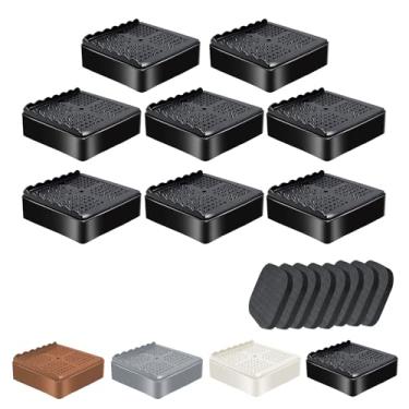 Imagem de shouwuhho Elevadores de móveis, pacote com 8 peças de elevação para cama com aderência antiderrapante e suporte resistente, elevação de 2,5 cm, 7,6 cm, 10 cm de altura para sofá, mesa, mesa, cadeira