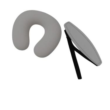 Imagem de Kit Almofada de pescoço e Faixa Apoio Suporte Cabeça de Bebê Cadeirinha Carro (Cinza)