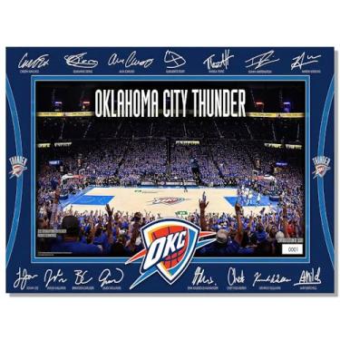 Imagem de BILVAZOG Pôster de basquete Thunder para fãs de festa de aniversário infantil Gitfs-2025 Cartazes de quadra de assinatura - Impressão em tela para decoração de quarto de menino