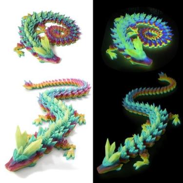 Imagem de Dragon Toy RWSEFK Arco-íris luminoso de cristal impresso em 3D de 30 c