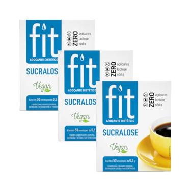 Imagem de Kit com 3 Caixas de Adoçante Sucralose em Sachê 50 Envelopes de 0,6g - Fit