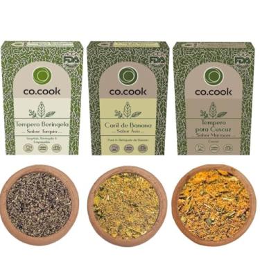 Imagem de Kit 3 Temperos Funcionais Co.Cook Vegano – Caril de Banana, Beringela e Cuscuz Marroquino 225g Zero Glúten, Zero Lactose, Zero Conservantes, Zero Corantes, Zero Sódio