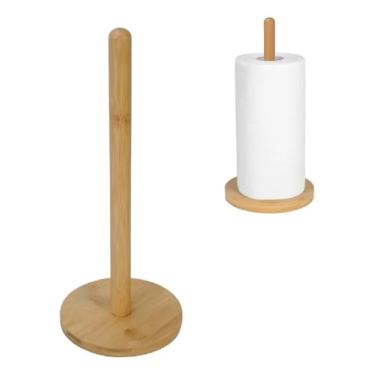 Imagem de Porta Rolo de Papel Toalha em Bambu – Suporte Vertical para Cozinha – Design Natural, Estável e Durável para Mesa e Bancada 29CM