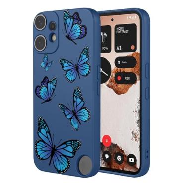 Imagem de HTXWXJC Capa para celular Nothing CMF 2 Pro, A001 à prova de choque flexível bumper TPU capas macias padrão borboleta capa de telefone para nada CMF Phone2 Pro borboleta azul