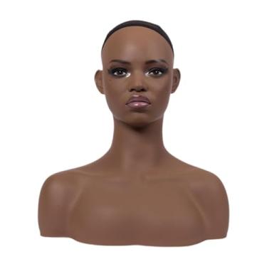 Imagem de Kokiya Cabeça feminina de manequim com ombro, exibição de chapéu rack estável Manikin Bust Wig Display Model para