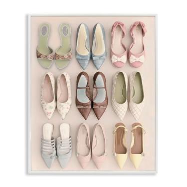Imagem de Stupell Industries Beatrice's Closet Shoes arte giclée emoldurada cinza, design por Annabelle Hall, 14 x 11