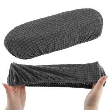 Imagem de Kakalote Capas elásticas para apoio de braço para cadeira de escritório, 1 par de capas removíveis para descanso de braço, protetores de braço elásticos para escritório, mesa, cadeiras de jogos (cinza