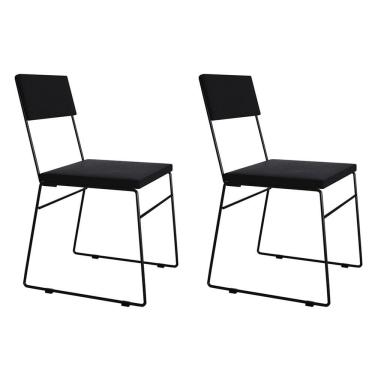 Imagem de Kit 2 Cadeiras De Jantar Estofada Málaga Veludo Preto