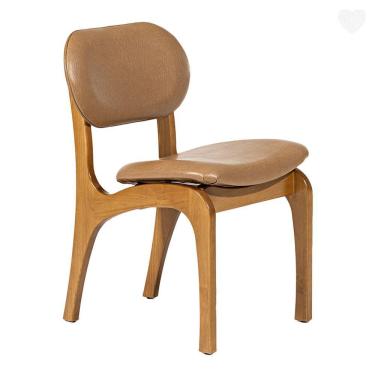 Imagem de Cadeira De Jantar Estofada Rafine Madeira Castanho Impermeável Marrom