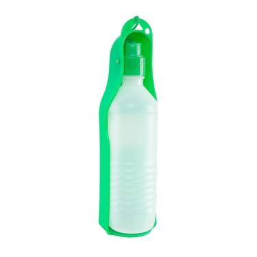 Imagem de Bebedouro Portatil Pet Garrafa De Agua 500ml Para Cachorros Viagem Caminhada Carro Passeio Com Alça - Verde