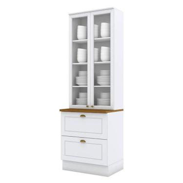 Imagem de Cristaleira Americana Branco Hp Com Tampo Naturale - Henn