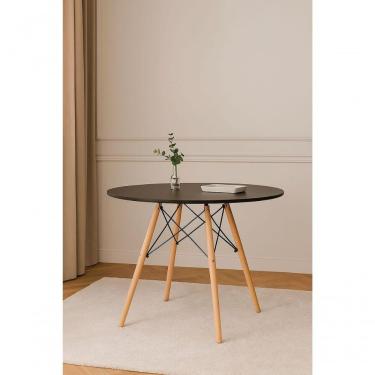 Imagem de Mesa Elegante Eiffel Eames Redonda 90cm Mdf Alta Qualidade Moderna Cor Preto