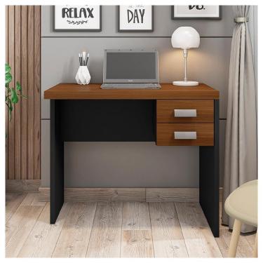 Imagem de Mesa Com Gaveteiro Escritório 90 Cm Marrom Studio Caemmun
