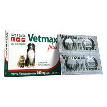 Imagem de Vermífugo Vetnil Vetmax Plus 700 mg 4 Comprimidos