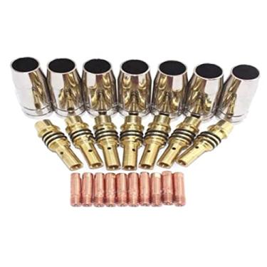 Imagem de barenx MIG Tochas de soldagem bocais peças de equipamento de solda bocal de gás para trabalho de soldagem - conjunto de 24 peças