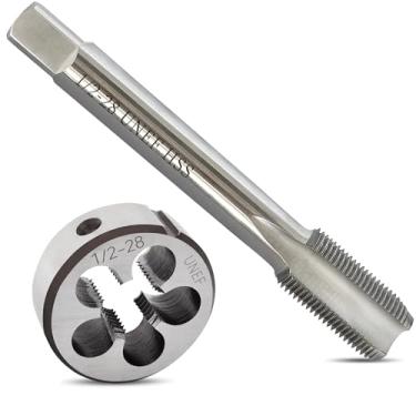 Imagem de Conjunto de torneira e matriz UNEF de 1/5.1 cm-28, conjunto de matrizes de 1/2-28, HSS 6542 mão direita da máquina 1/2 x 28 rosca e matriz redonda