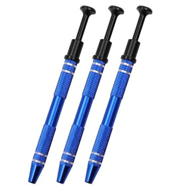 Imagem de 3 x placa de circuito de 4 garras pequena ferramenta de coleta de chip IC - garra de metal e acessório fácil e prático para reparo de telefone e componentes eletrônicos - azul, 12 cm de comprimento