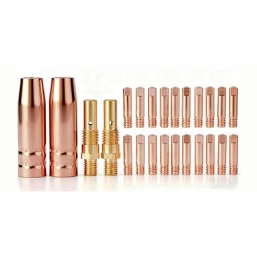 Imagem de Kit de substituição de pistola de solda MIG 24-PK (bocal, difusor, ponta) – Compatível com as pistolas de solda Vulcan MIGMax 140, MIGMax 215 e OmniPRO 220 (inclui kit de pontas de 0,58 cm)
