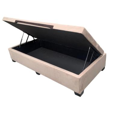 Imagem de Cama Box Baú Solteiro Suede Luxo - Imperium do Sono - Acabamento Reforçado, Amplo Espaço (188x88x44cm, Suede Bege)