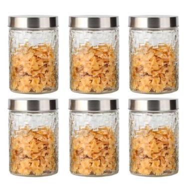 Imagem de Conjunto 6 Potes Vidro Rattan 1200ml - Class Home