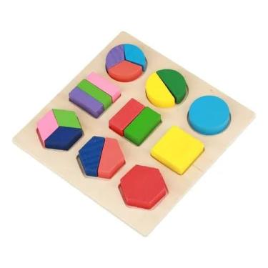 Imagem de Brinquedo Educativo Montessori de Encaixe – Formas Geométricas Coloridas em Madeira | Aprendizado Divertido e Sensorial para Crianças