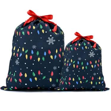 Imagem de Mshutbna Sacos de presente de Natal de floco de neve, 2 peças, sacos de embrulho de tecido reutilizável com cordão para presentes de Natal, decorações de festa, lembrancinhas de feriado 40 x 30 x 25